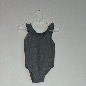 Rylee + Cru Sparkle Ruffle-Strap Girls One-Piece Swimsuit - Gray